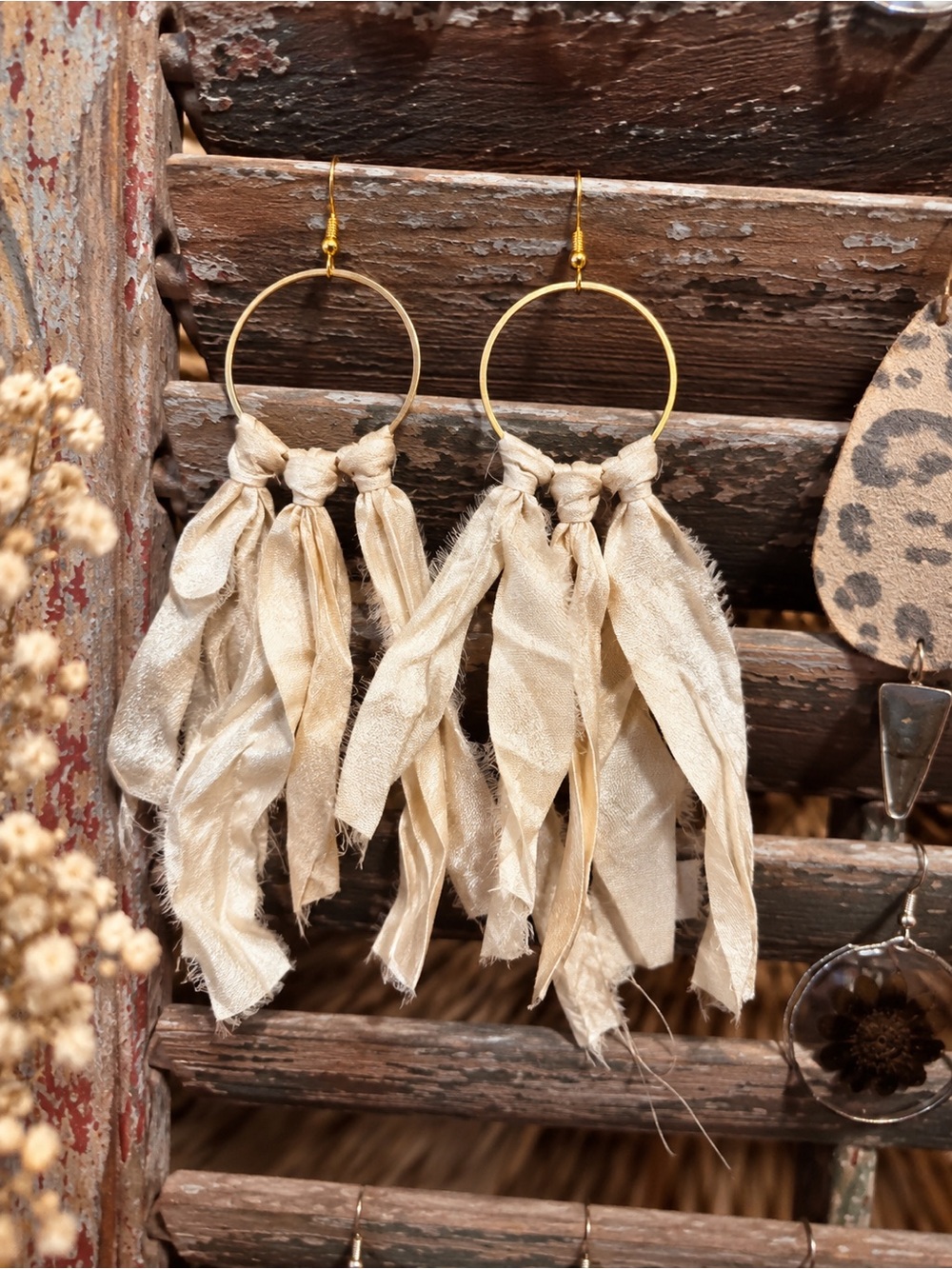 Vintage Sari Silk Handmade Earrings- Small Circle